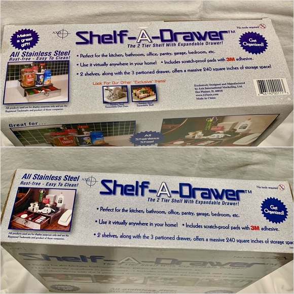 2 Tier Stainless Steel Bathroom Countertop Vanity Make-up Organizer w Drawer NWT - Picture 11 of 12